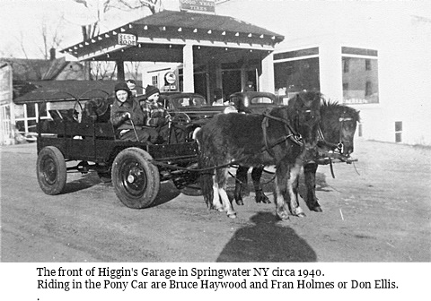 hcl_business_springwater_higgins_garage_1940_circa_and_pony_car_resize480x293