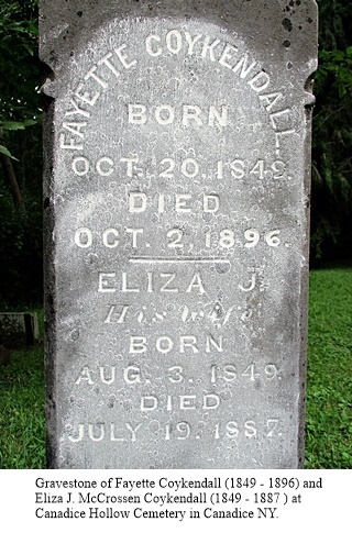 hcl_people_coykendall_fayette_and_mccrossen_eliza_gravestone_canadice_hollow_cemetery_resize320x426